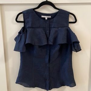 Donna Degan navy linen top